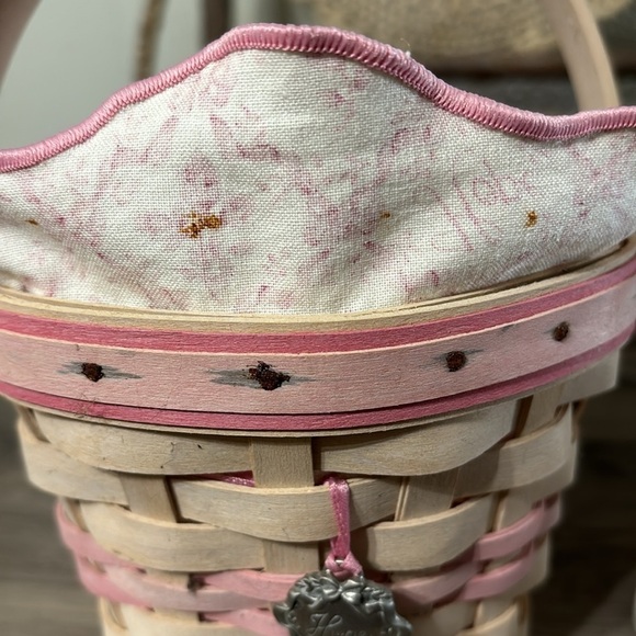 LONGABERGER 2001 BREAST CANCER HORIZON OF HOPE BASKET W/Hexagon Wood Top & Liner - Picture 9 of 17